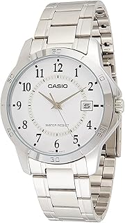 Montre casio pour homme, affichage analogique avec bracelet en acier inoxydable, couleur argent