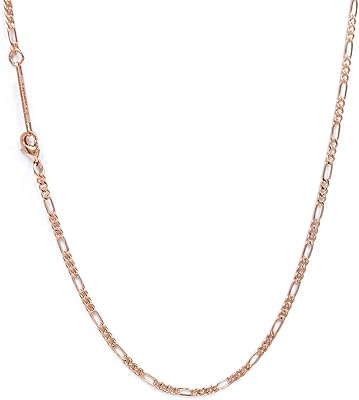 Collier chaîne figaro fine plaqué or rose 2,0 mm pour femmes et hommes