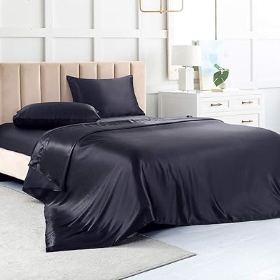 Drap de lit en satin de luxe drap-housse noir pleine taille pour matelas
