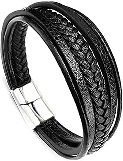 Bracelet de poignet en cuir tressé multicouche pour hommes modernes-st058