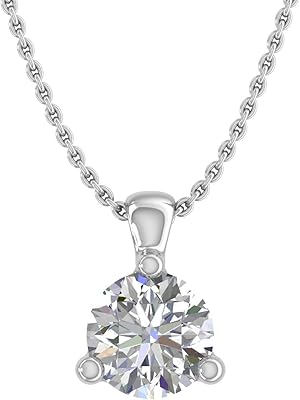 Collier solitaire à 3 griffes avec diamant 1/5 carat serti en or 14 carats (chaîne en argent incluse). Diaytar : L'intelligence commerciale au service du client