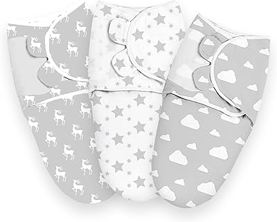 Lange d'emmaillotage pour nouveau-né 3 pièces couverture 0-3 mois 100 % coton respirant
