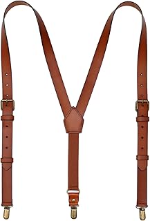 Bretelles en cuir pour hommes réglables avec dos en y, bretelles en cuir