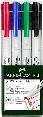 Stylos pour tableau blanc avec portefeuille fin de faber-castell, paquet de 4 stylos