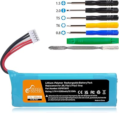 Batterie 3200 mah pour haut-parleur bluetooth portable jbl flip 3 jblflip3gray résistant aux éclaboussures pour jbl gsp872693, p763098 03. Shoppez futé, shoppez Diaytar Sénégal