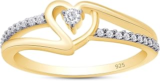 Bague de promesse en forme de cœur avec diamant blanc naturel de 1/10