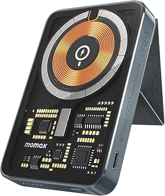 Chargeur magnétique sans fil portable momax batterie transparente avec support banque
