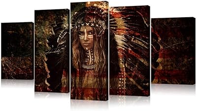 Décoration murale 5 pièces impression sur toile femme indienne