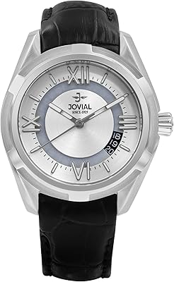 Montre pour homme jovial 1510gslq11e avec bracelet en cuir, 40 mm - blanc