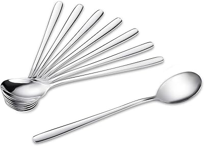 Cuillères à soupe coréennes à long manche en acier inoxydable, lot de 8