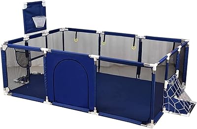 Sky-touch safety grand stylo de jeu portable pour lits jumeaux, bébés et tout-petits, parc pour bébé intérieur et extérieur avec une taille très grande, activités amusantes, panier de basket et tapis bleu, stylo de jeu sûr 1,2 * 1,8 m. Optimisez votre budget avec Diaytar Sénégal