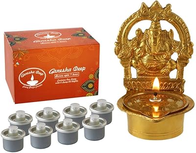 Lampe profonde lekshmi ganesha - finition dorée, 10 x 6,5 x 7,5 cm