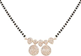 Collier traditionnel américain plaqué or rose avec chaîne de perles mangalsutra noires