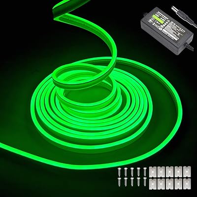 Bande de lumière néon verte 16,4 pieds/5 m, bande de lumière néon led