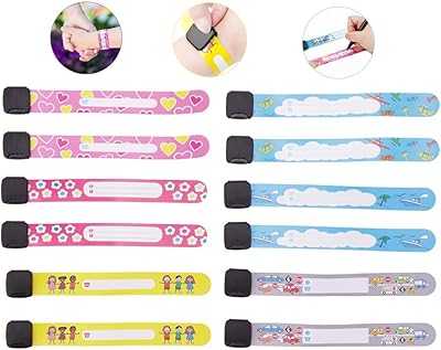 Alykdon 12 pièces bracelets de sécurité pour enfants imperméables réutilisables, bracelets de carte