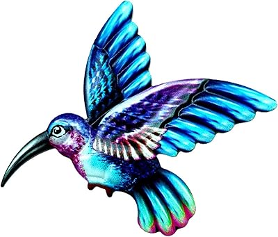 Sculptures murales décoratives colorées de jardin d'oiseaux en métal ornement suspendu