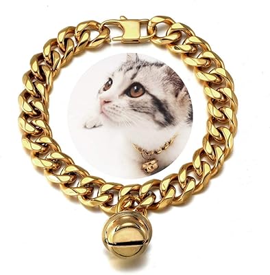 Collier pour chiot, chat et chien en or 18 carats, collier réglable