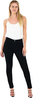 Jean décontracté en coton taille haute coupe slim m17 pour femme avec poches