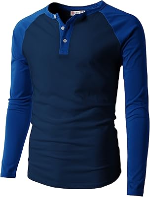 T-shirt décontracté coupe ajustée pour hommes, chemise longue henley, manches 3/4, t-shirt