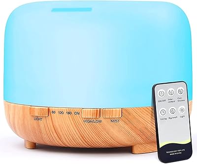Diffuseur d'huiles essentielles amélioré, vaporisateur d'air d'aromathérapie ultrasonique de 500 ml avec 7