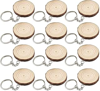 Elecdon 20 pièces tranches de bois naturel coupe de bois porte-clés en bois