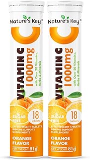 Comprimés effervescents de vitamine c nature's key 1000 mg avec plus