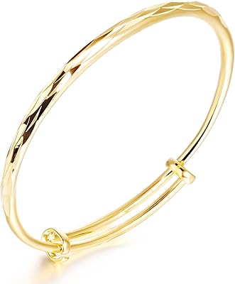 Bracelet réglable classique en or jaune 18 carats taille diamant 4u pour femme