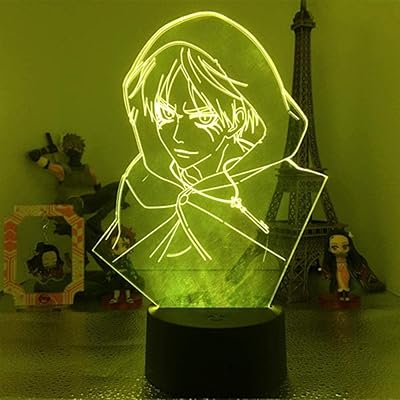 Veilleuse led illusion 3d en acrylique eren yeager, veilleuse de décoration pour enfants