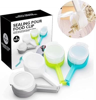 4pcs clips de conservation des aliments colorés avec becs verseurs, clips de scellage