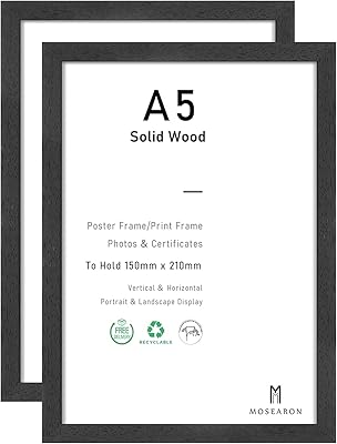 Cadre pour affiche en bois noir a5 avec cadre photo en plexiglas
