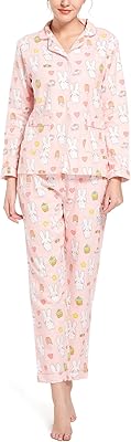 Ensemble pyjama en coton doux pour femme avec manches longues boutonnées et pantalon