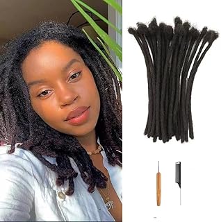 4" EXTENSIONS DE CHEVEUX HUMAINS DREADLOCK, 30 MÈCHES, VRAIS CHEVEUX HUMAINS, NOIR NATUREL