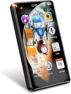 Lecteur mp3 avec bluetooth, écran tactile complet de 4 pouces, lecteur mp4 mp3