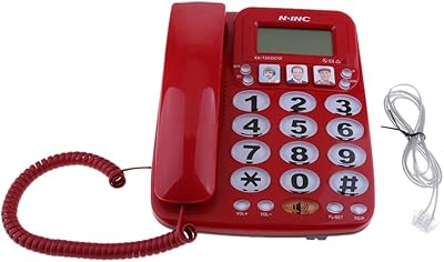 Téléphone filaire universel à gros boutons, téléphone photo amplifié haute définition pour la maison familiale, commandes de volume et de tonalité de sonnerie réglables rouge. Gagnez du temps et de l'argent avec Diaytar