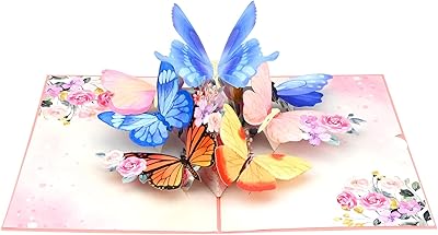 Bigthree cartes de vœux pop-up 3d carte de papillon volant surprise pour l'obtention