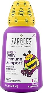 Sirop de sureau noir de zarbee pour enfants, soutien immunitaire quotidien avec vitamine