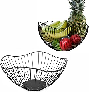 Tsb grand bol à fruits en fil métallique féerique, grand panier de rangement