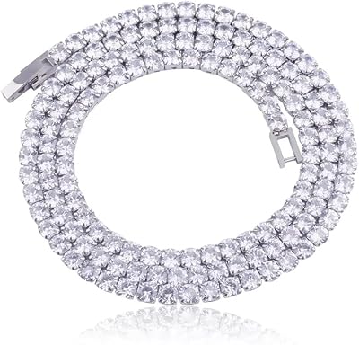 Chaîne de tennis pour homme plaqué argent 18 pouces 4 mm, acier inoxydable