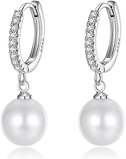 Boucles d'oreilles créoles en argent sterling 925, or et perles pour femmes, boucles