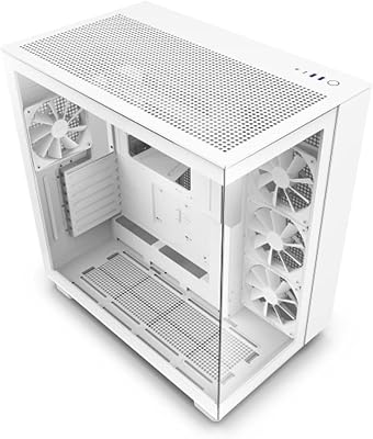 Boîtier de jeu atx mi-tour à double compartiment nzxt h9 flow panneau supérieur