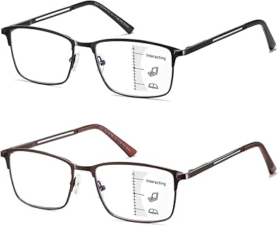 Leikee lunettes de lecture multifocales sans lignes pour hommes, lunettes de prescription multifocales