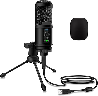 Microphone usb, prise casque intégrée et contrôle du volume, microphone d'ordinateur pour l'enregistrement