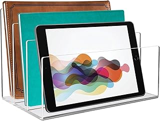 Porte-fichiers en acrylique à 3 sections, organisateur de fichiers de bureau transparent, organisateur