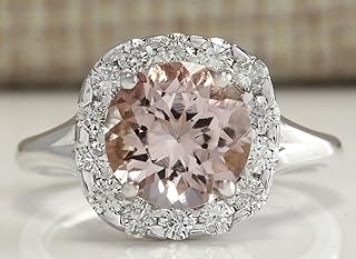 Khime fashion bague femme en argent 925 coupe ronde morganite bijoux de mariage