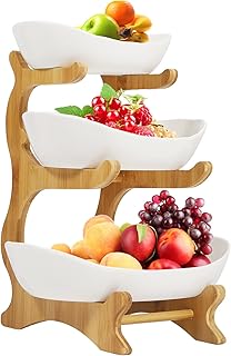 Assiette de fruits en céramique à 3 niveaux plateau de service de cuisine