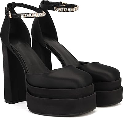 Chaussures à talons hauts épais pour femmes avec bride à la cheville