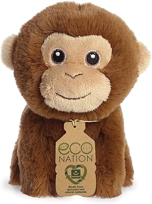 Aurora, eco nation 35071 mini singe, 5 pouces, peluche, marron