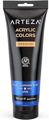 Peinture acrylique arteza (bleu saphir nacré) 250 ml/tube + étiquette transparente