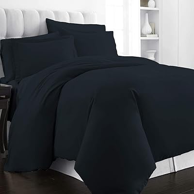 Parure de lit en coton 400 fils noir taille simple