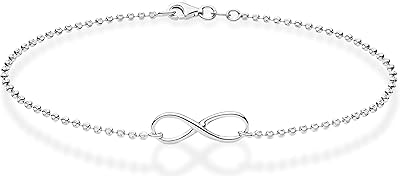 Bracelet de cheville en perles infini miabella en argent sterling 925 pour femmes
